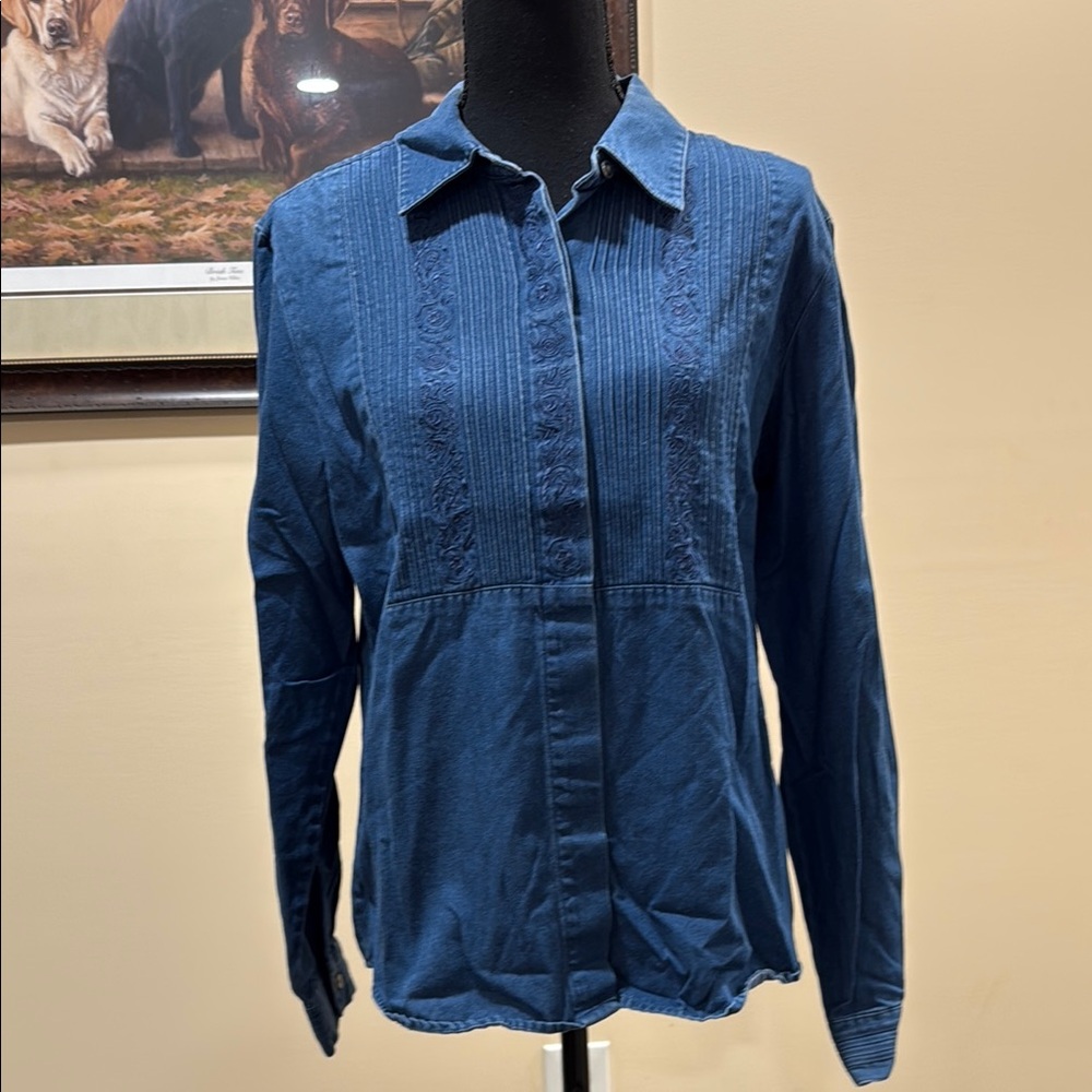 Talbots Denim Look Button-Up Shirt